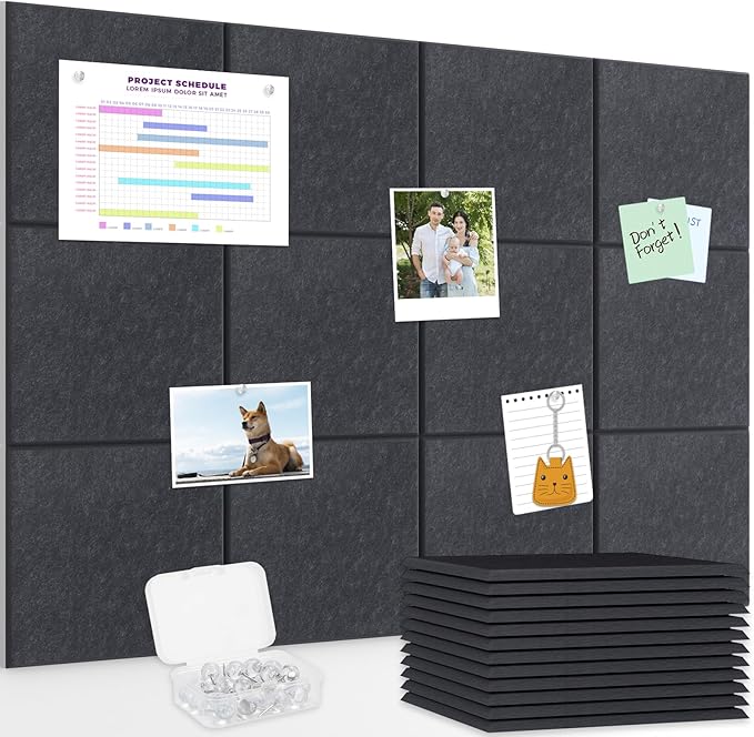 Smarpau Bulletin Board Large Cork Board for Walls 48"x36", 12 Pack Pin Board Felt Board with 35 Pushpins 50 Removable Security Stickers, Cork Boards for Office Home School Decor (Deel Grey)-DeskLoop Office