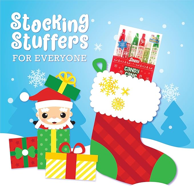 Holiday Smens - Candy Cane Scented Black Gel Ink Pens 6 Count, Stocking Stuffer Gifts for Kids School Supplies Party Favors Classroom Reward