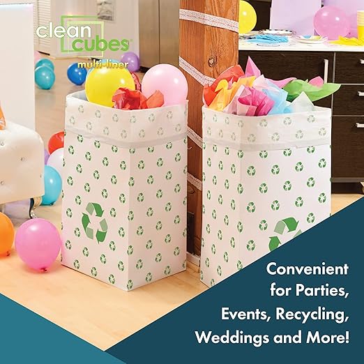 | 30 Gallon Multi-Liner Disposable Trash Cans (3-Pack) - Reusable Garbage and Recycling Bins for Parties, Events, and More (Recycle)-DeskLoop Office