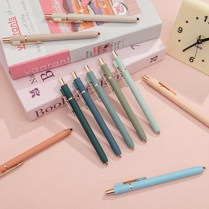 Linbsunne Gel Pens Black Ink Pens for Office 0.5mm Fine Point Pen Smooth Writing Retractable (Metal gold clip-10 pcs)-DeskLoop Office