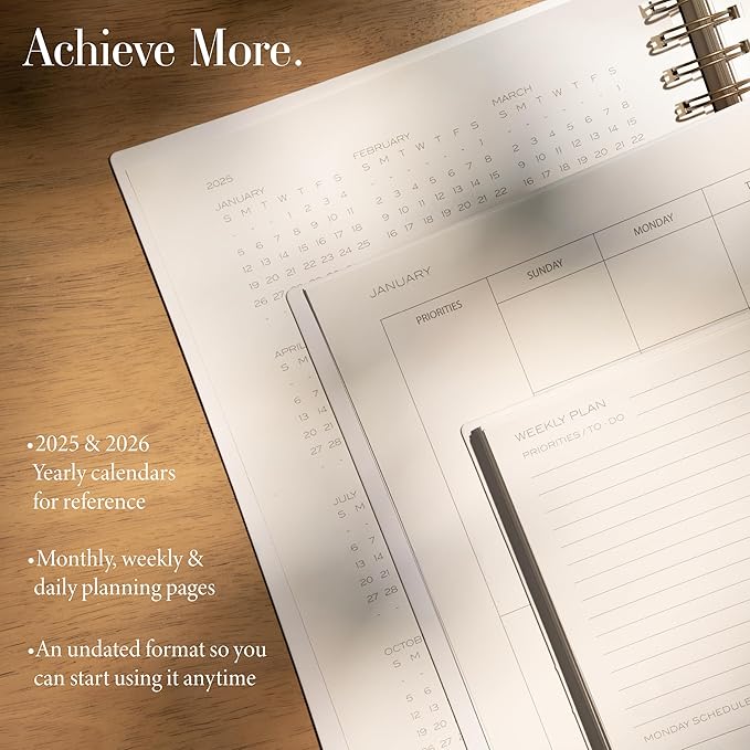 Anecdote Planner 2025 (8.5" x 10") Spiral Yearly Planner - 2025 Planner Weekly and Daily - Features a Library Buckram Cover, Brass and A4 Size Bleed-Resistant Paper - Organize All 52 Weeks. Start Anytime – Blossom-DeskLoop Office