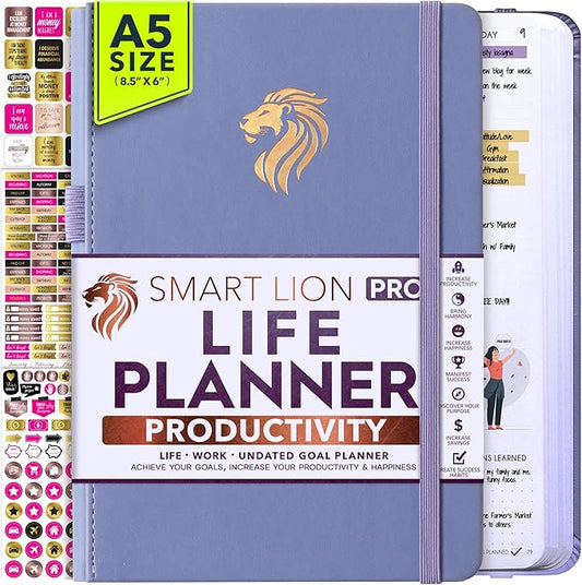 Life Planner - Undated Daily, Weekly & Monthly Planner with Budget Section | A 12 Month Journey to Increase Productivity & Happiness | Life Organizer & Gratitude Journal - Horizontal Format-DeskLoop Office