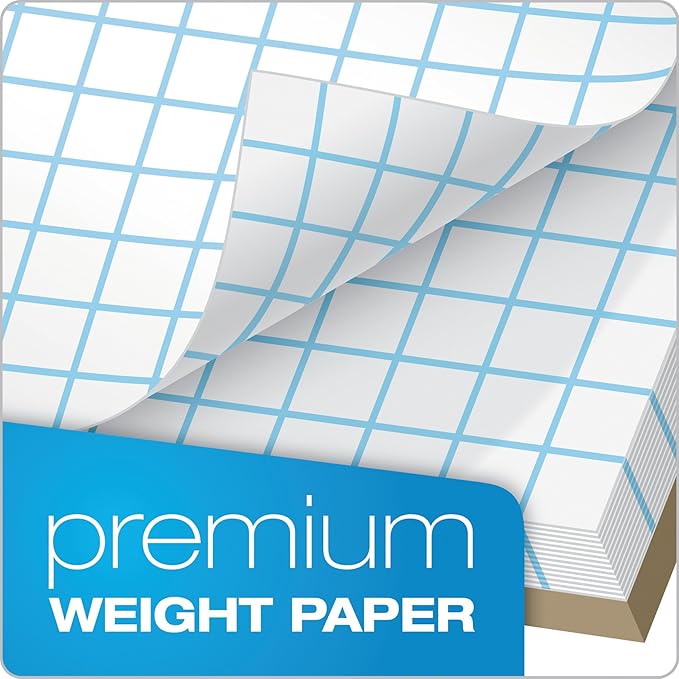 TOPS 33101 Quadrille Pads, 10 Squares/Inch, 8 1/2 x 11, White, 50 Sheets-DeskLoop Office