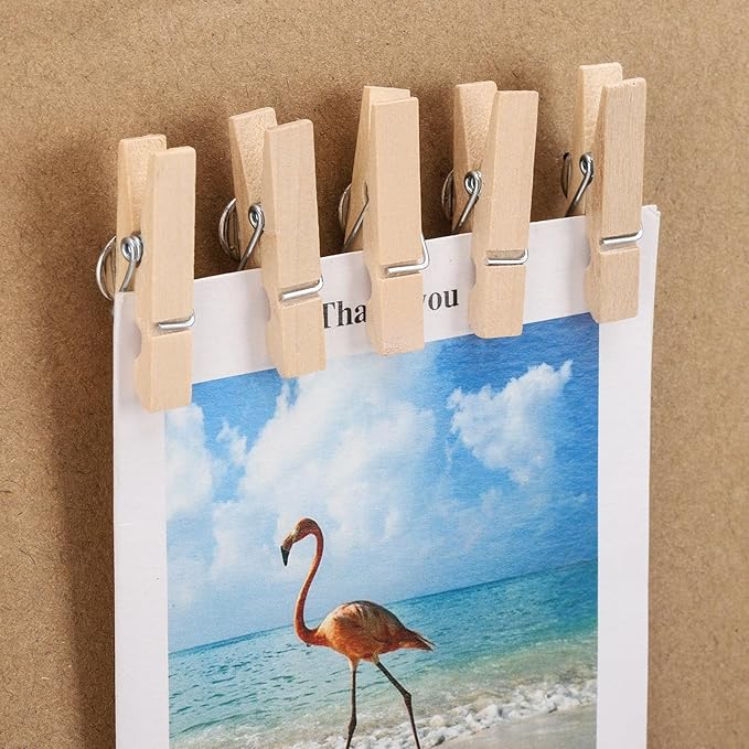 50Pcs Wooden Clips Push Pins Tacks for Cork Board Artwork for Crafts Arts Projects Photo Supplies(Wood Color)-DeskLoop Office