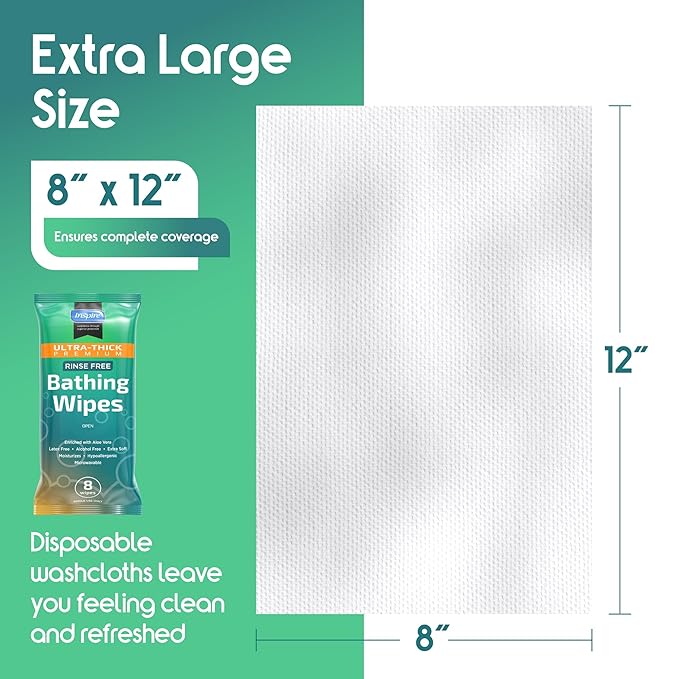 Inspire Ultra Thick Rinse-Free Bath Towels | Shower Towels - Flush-Free Wet Wipes with Aloe | Thick Strong Extra Large Towel for Adults | Body Wipes for Adults Bathing No Rinse-DeskLoop Office