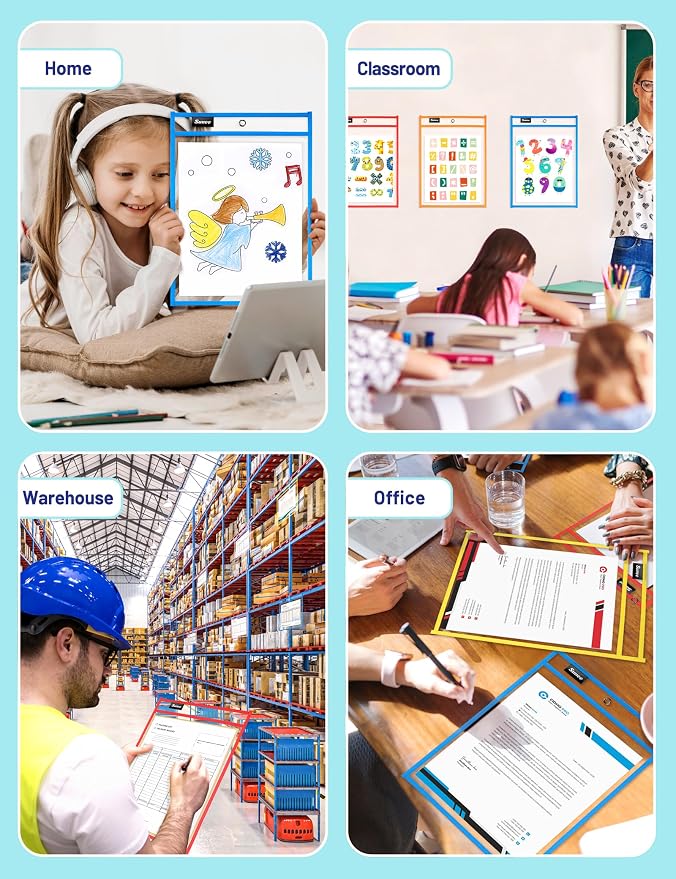 SUNEE 30 Packs Oversized Reusable Dry Erase Pocket Sleeves - Image 7