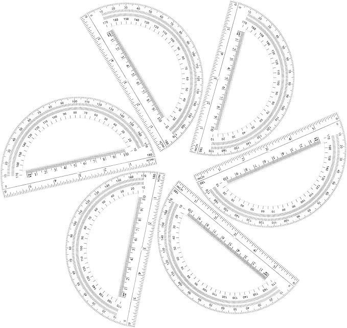 Zonon 6 Pieces Plastic Protractors Bulk Classroom Clear Math Protractors 180 Degrees 6 Inch for Geometry Student, Angle Measurement, Students Back to School Supplies Office Supplies-DeskLoop Office