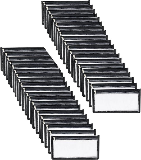 3.9 x 7.8 Clear Cash Register Money Pouch Bank Deposit Bag Check Wallet 40 Pack Zipper Closure-DeskLoop Office