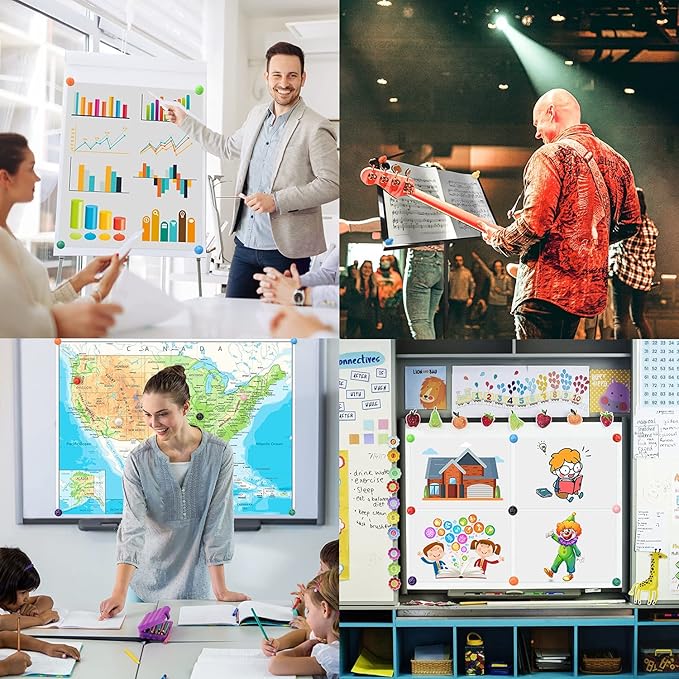 MIN CI Large Push Pin Strong Magnets for Whiteboard, 10 Colorful Decorative Neodymium Fridge Magnet, Small Cute Refrigerator Magnets, for Office Classroom Home Map Kitchen School Dry Erase Board-DeskLoop Office