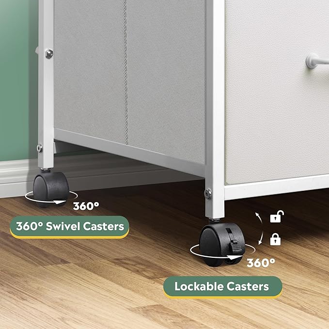 DEVAISE Mobile File Cabinet, Rolling Printer Stand with 3 Drawers, Fabric Vertical Filing Cabinet fits A4 or Letter Size for Home Office, White-DeskLoop Office