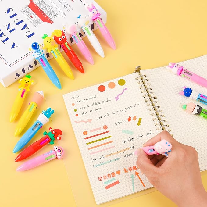 LiYiQ 25 PCS Multicolor Pen in One Fun 4-in-1 Cute Pens Bulk Kawaii Cool Ballpoint Pens for Kids Fun Gifts-DeskLoop Office