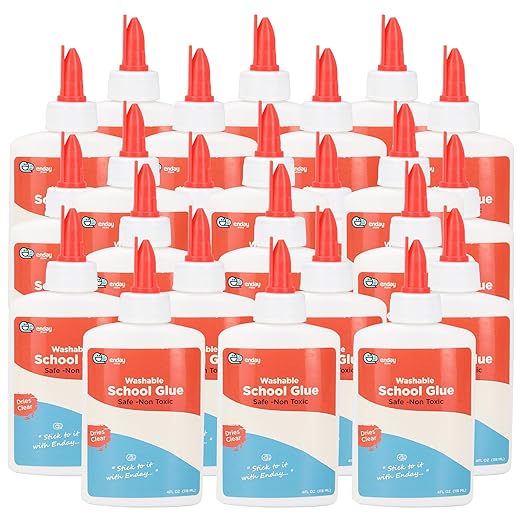 Liquid Glue (24 Pack) - 4 oz Washable School Glue, White Glue Bottles, Glue Bulk, Non-Toxic Liquid Glue for Kids - Glue for Slime, Arts and Craft Glue - by Enday-DeskLoop Office