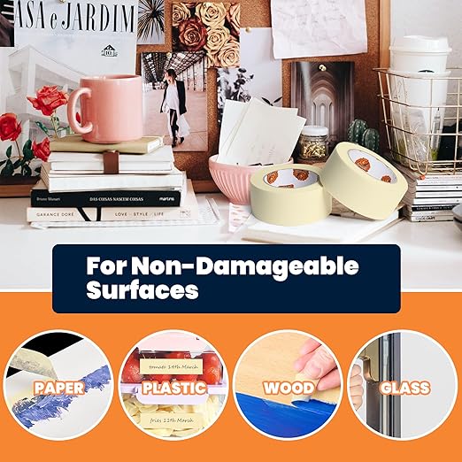 General Purpose Masking Tape Beige White 1.88 Inches x 60 Yards, Bulk Painters Tape for Painting, Labeling, DIY Arts Crafts, Home Office School Projects, 36 Rolls-DeskLoop Office