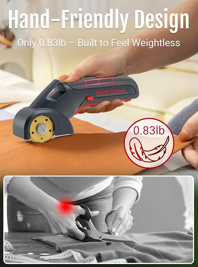 2025 NEW 4V Cordless Electric Scissors, Cardboard Cutter with 2 Titanium Blade, Safety Lock & Extra Blade, Rotary Cutter for Cardboard,Fabric,Plastic, Gifts for Men&Women - Grey-DeskLoop Office