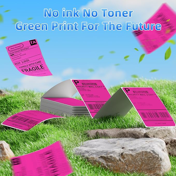 4x6 Thermal Labels, 1 Packs of 500 4x6 Fold Labels Rose Red - Compatible with JADENS, ASprink, Phomemo, Rollo, Zebra, Omezizy and Other Thermal Printers-DeskLoop Office