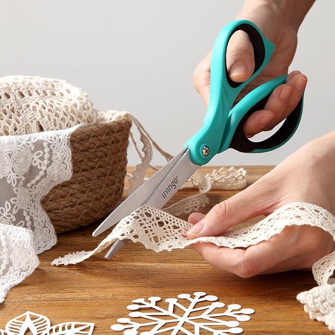 LIVINGO Scissors All Purpose Heavy Duty - 3 Pack 8.5” Blue Sharp Shears for Office Home and School Crafting Sewing Cutting Paper Fabric-DeskLoop Office