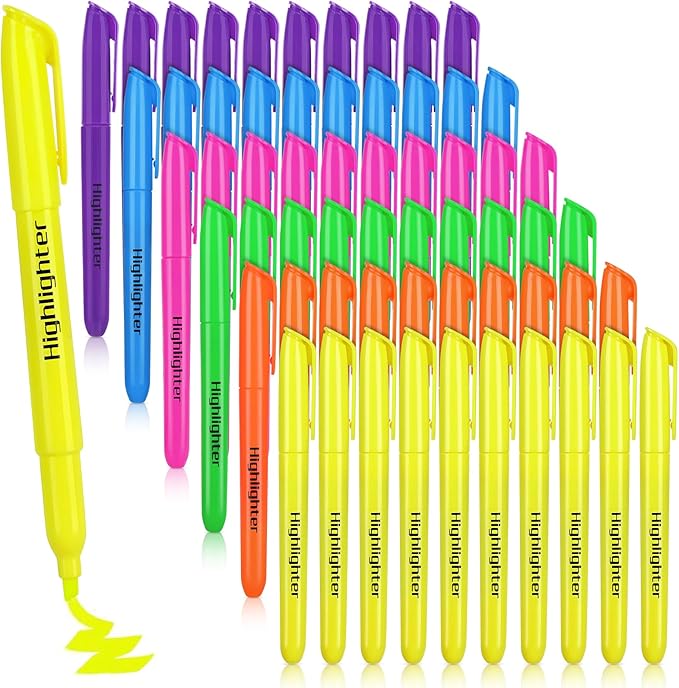 KIZZYEA 60 Pack Highlighters in 6 Assorted Colors, Chisel Tip Dry-Quickly Highlighters Bulk, No Bleed Highlighter Markers for Adult Kids, School Supplies for Teachers, Office Classroom Must Have-DeskLoop Office