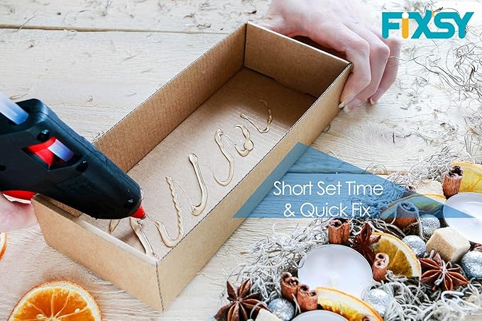 FIXSY Hot Glue Gun Sticks Carton Packaging, Full Size 10" Long x .44" Diameter 7/16 11mm, 5LB Box Glue Stick, Approx. 90 Sticks- Compatible with Most Glue Gun- Best for Carton Manual Packing-DeskLoop Office