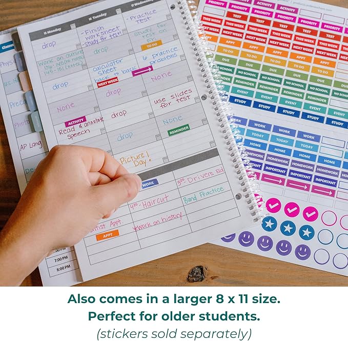 Order Out Of Chaos Academic Planner 2025-2026 Daily Weekly and Monthly Calendar, School Agenda Book, July 2025-June 2026 planner 8.5x8.25 Homework Organizer (Raspberry)-DeskLoop Office
