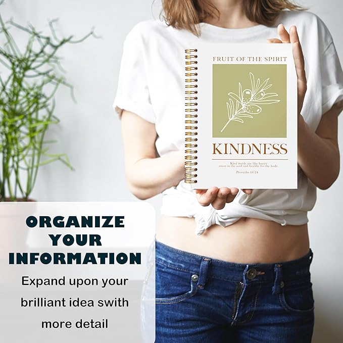 BearCake Bible Notebooks for Note Taking,Bible Journaling Notebook,Christian Notebook Journal,Fruit of the Spirit Kindness Christian Gifts for Women,Spiral Notebook 5.5x8.3-DeskLoop Office