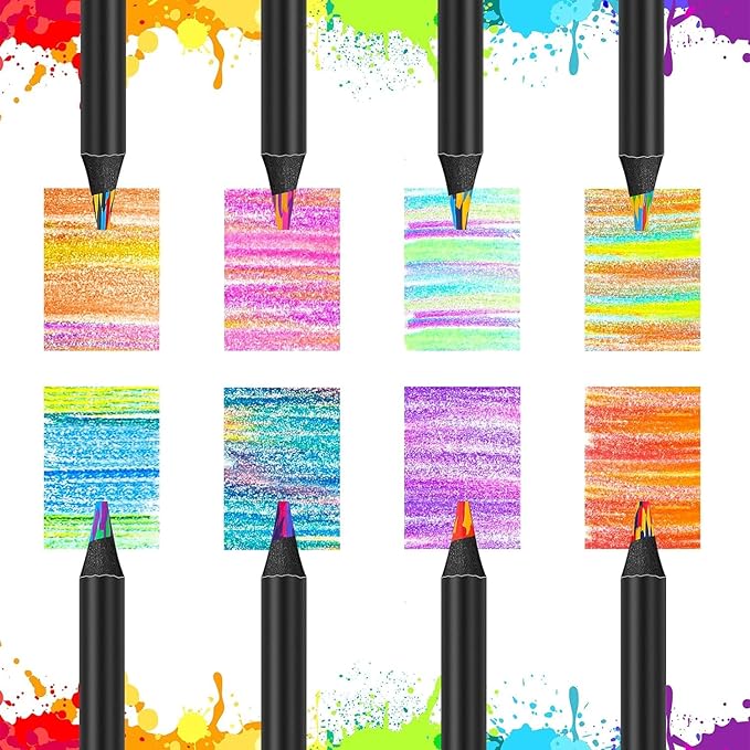 16 Pack Rainbow Pencils, Birthday Party Favor Bags, Art Supplies for Drawing, Coloring, Gifts for 4-12 Year Old Girl Kids, Graduation Gifts for Kids Teens-DeskLoop Office