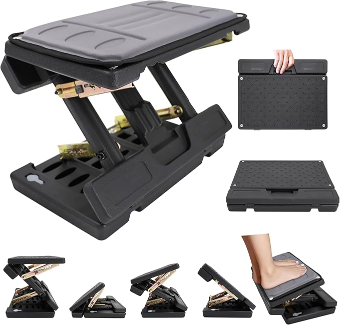 Adjustable Foot Rest Under Desk, Ergonomic Foot Stool for Office Use with Massage (PB-Gray)-DeskLoop Office