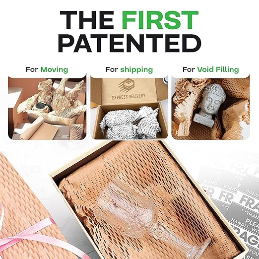 IDL Packaging 15.25" x 300' Refill Roll (Pack of 4) for MP-300W HexcelWrap Honeycomb Packing Paper Station, White - Natural Kraft Paper with Interlocking Slit Design for Shipping and Moving-DeskLoop Office