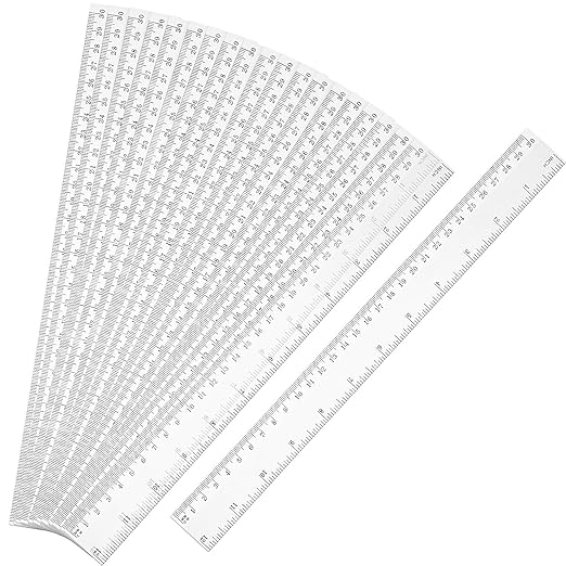 EBOOT 20 Pack Clear Plastic 12 Inch Straight Flexible Ruler with Inches and Metric for School, Classroom, Home, or Office-DeskLoop Office