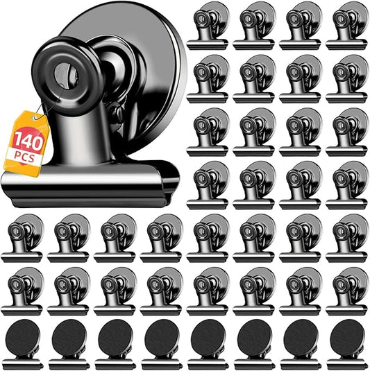 140 Pack Strong Magnetic Clips, Black Fridge Magnets Refrigerator Magnet, Magnet Clips for Photo Displays, Whiteboard Magnets for Home, Office, Classroom-DeskLoop Office