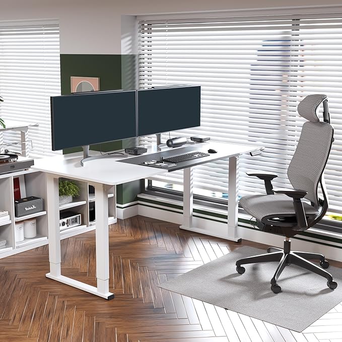 SANODESK 4-Leg Standing Desk, Electric Height Adjustable Desk with Memory Presets for Home Office, Stand up Desk Computer Workstation, 71x32 Inches White-DeskLoop Office