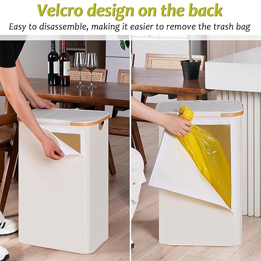 efluky Recycle Bin Holder 100L, 26 Gallon Trash Can with Lid, Garbage Bag Holder for Yellow Bags, Easy Removal, (Inner Bag Not Included) -Beige-DeskLoop Office
