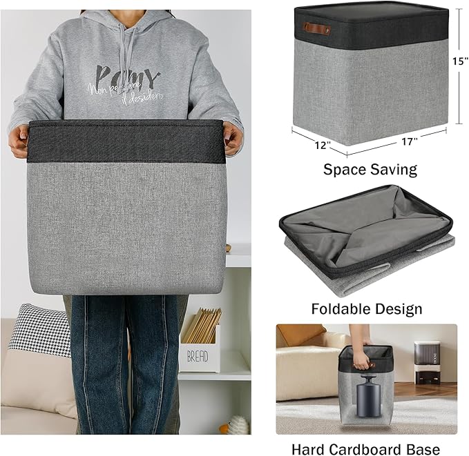 DULLEMELO Grey Storage Baskets for Organizing 3 Pack Fabric Shelf Baskets for Gifts Empty Large Storage Organizer for Closet,Clothes,Toys,Bedroom (Black&Grey)-DeskLoop Office