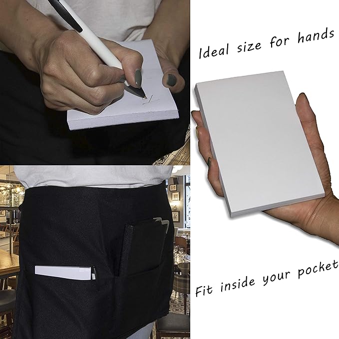 FMP Brands 5 Pack Note Pads 4x6, 100 Sheets Per Memo Pad, Writing Scratch Pad, Blank Notepad, White Waitress Server Note Pads, Paper Pad, To Do Grocery List Small Notepads-DeskLoop Office