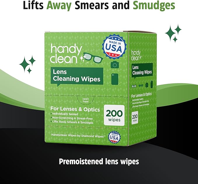 HandyClean Pre-Moistened Lens Cleaning Wipes, Eyeglass Wipes, Screen Wipes, 200 ct of 6 x 5 inches Individually Packed Lens Cleaner Wipes-DeskLoop Office