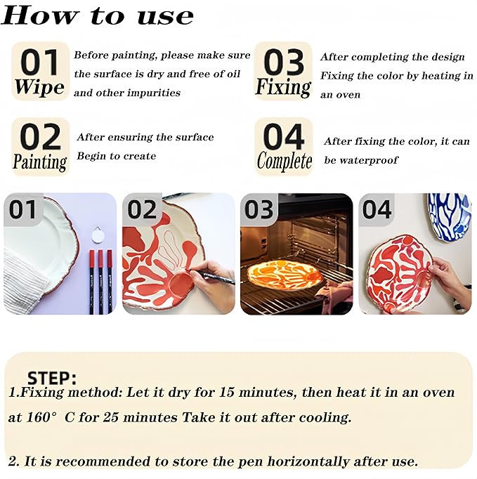 Permanent Marke Ceramics Pens 24 Colors Porcelain Paint Brush Pen for Both Glazed and Unglazed Ceramics Christmas Decoration Wine Markers-DeskLoop Office