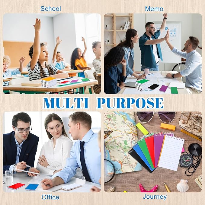 36 Pcs Small Pocket Notebooks 3 x 5 Inch Mini Memo Spiral Notepads Top Bound College Ruled Lined Note Pads for Back School Office Journaling Noting, 75 Sheets/Pad (Fresh Color)-DeskLoop Office