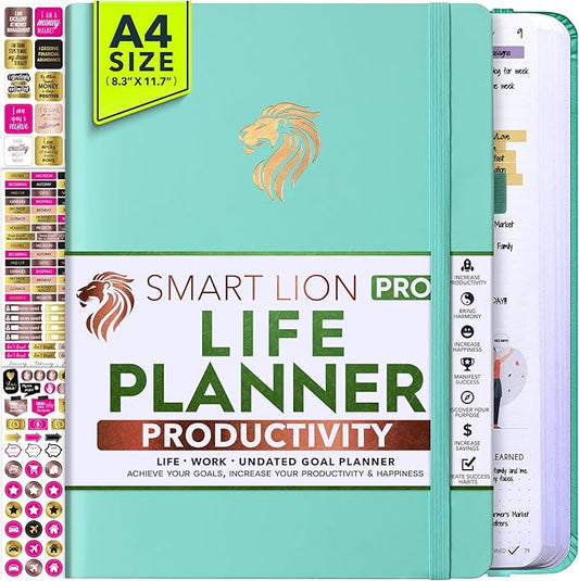 Life Planner - Undated Daily, Weekly & Monthly Planner with Budget Section | A 12 Month Journey to Increase Productivity & Happiness | Life Organizer & Gratitude Journal - Horizontal Format-DeskLoop Office