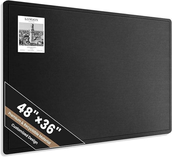 Large Bulletin Board, 48 X 36 Inches Felt Cork Board with 40 Pushpins, Foldable Felt Notice Pin Board Photo Display Board with Self-Adhesive Tape for Office Home School-DeskLoop Office