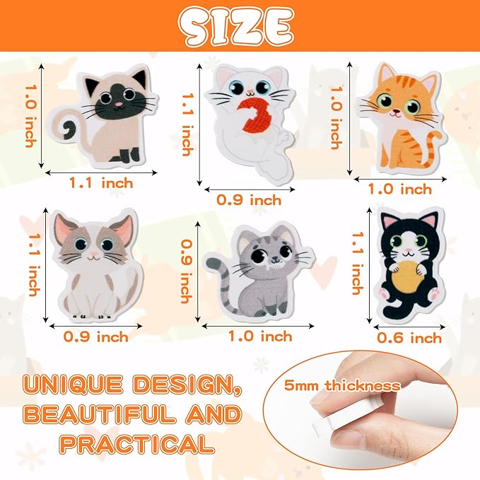 ANGOLIO 60Pcs Cute Cat Erasers Back to School Gifts for Kids Animal Pencil Top Erasers Mini Kawaii Cartoon 3D Desk Pet for Classroom Activities Rewards Game Prizes Birthday Party Supplies, 6 Styles-DeskLoop Office