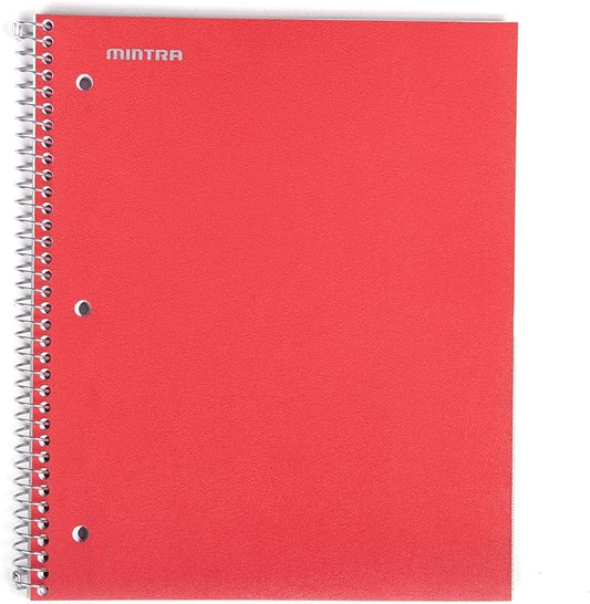 Mintra Office Durable Spiral Notebooks, 1 Subject, (Red, 4x4 Graph 1pk), 100 Sheets, Poly Pocket, Moisture Resistant Cover, School, Office, Business, Professional-DeskLoop Office