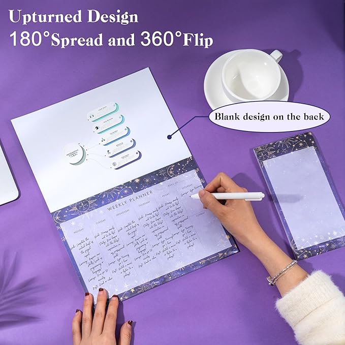 Undated Weekly Planner Notepad 10x7 To Do List Note Pad 52 Weekly Desk Planner Calendar Tear Off Daily Planning Pad for Work,School,Home,Ofiice Supplies, Matching Notepad,Purple-DeskLoop Office