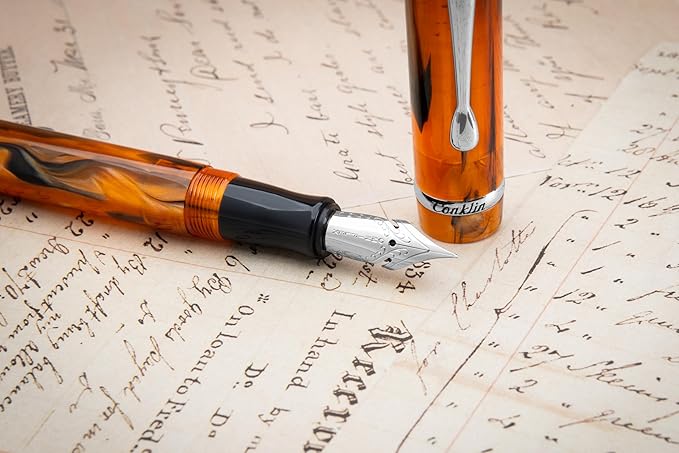 Conklin Duragraph Fountain Pen Amber - Broad Nib, Luxury Writing Instrument with Warm Amber Finish-DeskLoop Office