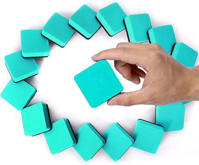 Dry Erase Erasers, 48 Pack Magnetic Whiteboard & Chalkboard Cleansers, Small Magnetic Erasers (Green)-DeskLoop Office