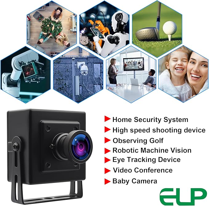 ELP Global Shutter USB Camera - Wide Angle Webcam for Computer & Laser Engraver - 1080P, 90fps, 120 Low Distortion Lens-DeskLoop Office