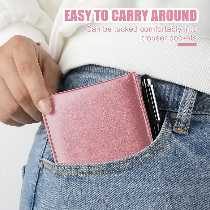 Outus 10 Pcs Pocket Notebook with Pen Set Included Mini Pocket Notepad Holder with 50 Lined Sheets, Metal Pen, 8 Pcs 3 x 5 Inch Memo Book Refills, 30 Lined Paper Per Note Pad (Pink)-DeskLoop Office