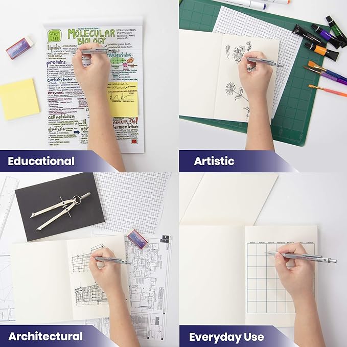 Pacific Arc Chromograph Metal Mechanical Pencil .9 mm Silver Barrel Mechanical Pencil with Built In Lead Pencil Grade Indicator, Lead Pencil Holder for Drafting, Sketching, and Drawing-DeskLoop Office