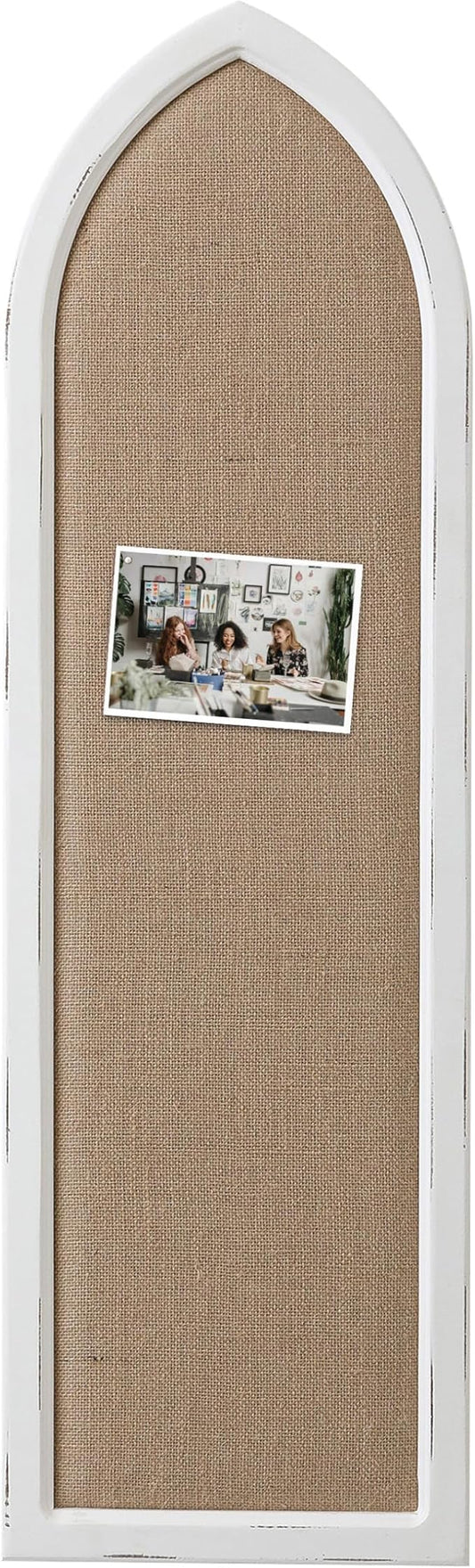 SOFE Arched Long Framed Bulletin Board for Wall, 39 × 12 Inches Fabric Pin Board, Decorative Rustic Dream Boards/Vision Boards, Message Picture Display Board/Wall Decor for Office Home-DeskLoop Office