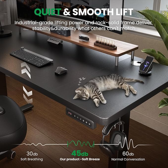 SIAGO Electric Standing Desk Adjustable - 48 x 24 Inch Sit Stand up Desk with Cable Management - 3 Memory Preset Adjustable Height Table-DeskLoop Office