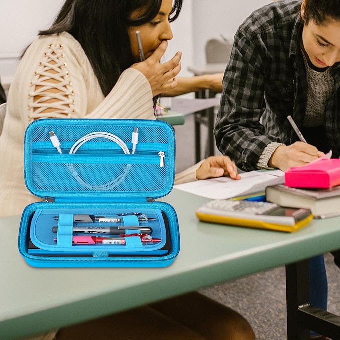 BOVKE Calculator Case for Texas Instruments TI-Nspire CX II CAS/CX II/CX CAS/CX Color Graphing Calculator and More - Extra Mesh Pocket for USB Cables and Other Accessories, Blue-DeskLoop Office