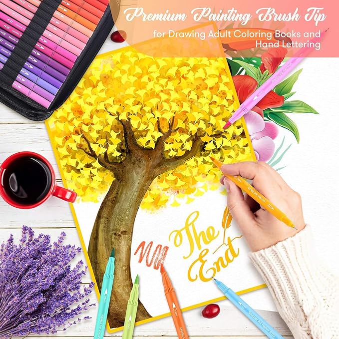 Soucolor Art Supplies for Adults Kids, 72 Colors Dual Tip Brush Fine Tip Markers, Art Kit Drawing Set with Art Case Coloring Set, Art Set for Kids, Kids Art Supplies for School, Gifts for Girls & Boys-DeskLoop Office